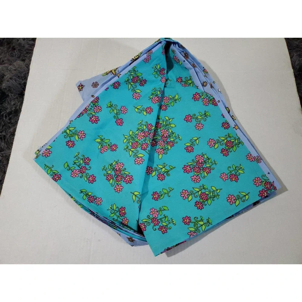 2 Kidz Mix Twin Size Reversible Flat Sheets Floral & Butterflies Cotton Blend